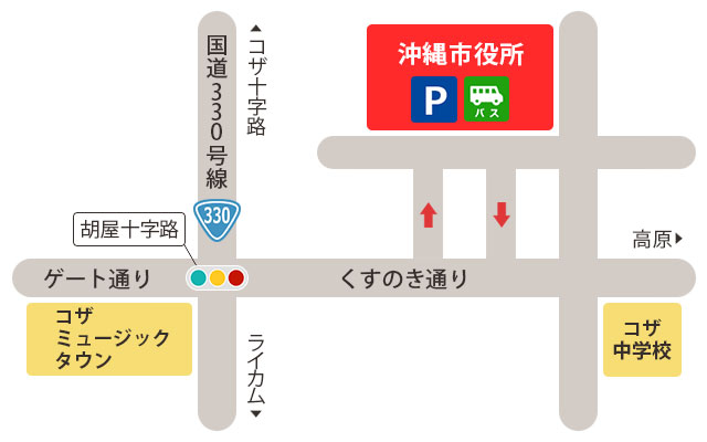 沖縄市役所 シャトルバス乗り場 略図