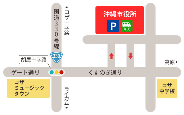 沖縄市役所 臨時駐車場 略図