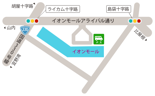 イオンモール沖縄ライカム シャトルバス乗り場 略図